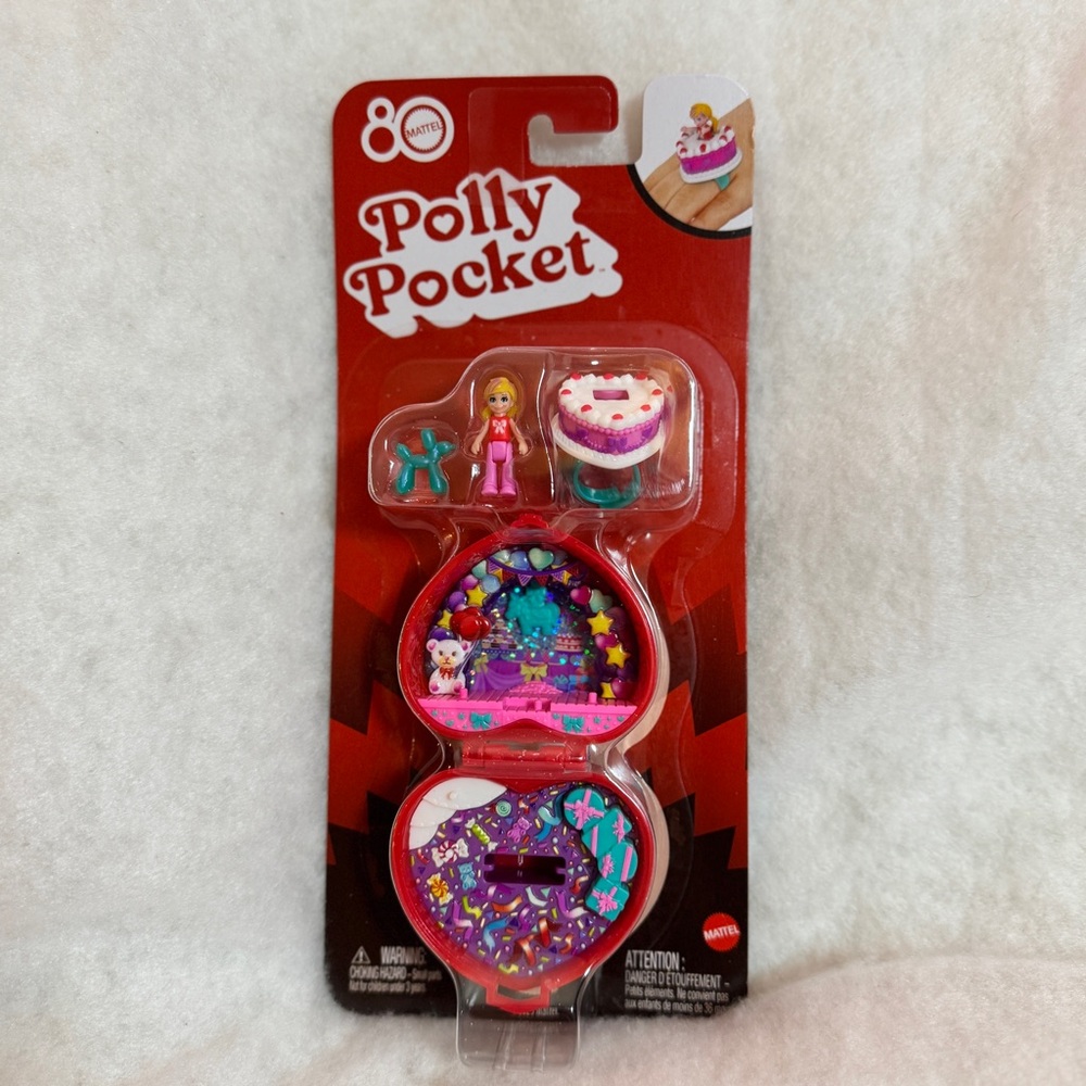 Polly Pocket 80th Anniversary Jewelry Box Compact Playset w/ Doll, Balloon Pet